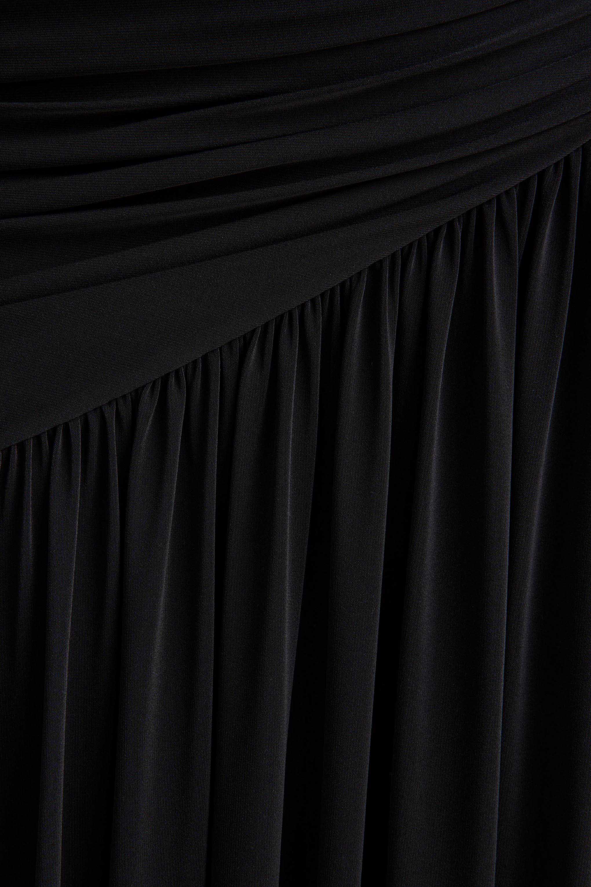 Bexley | Black Bardot-Neck Draped Maxi Dress With Long Mesh-Sleeves - Image 6