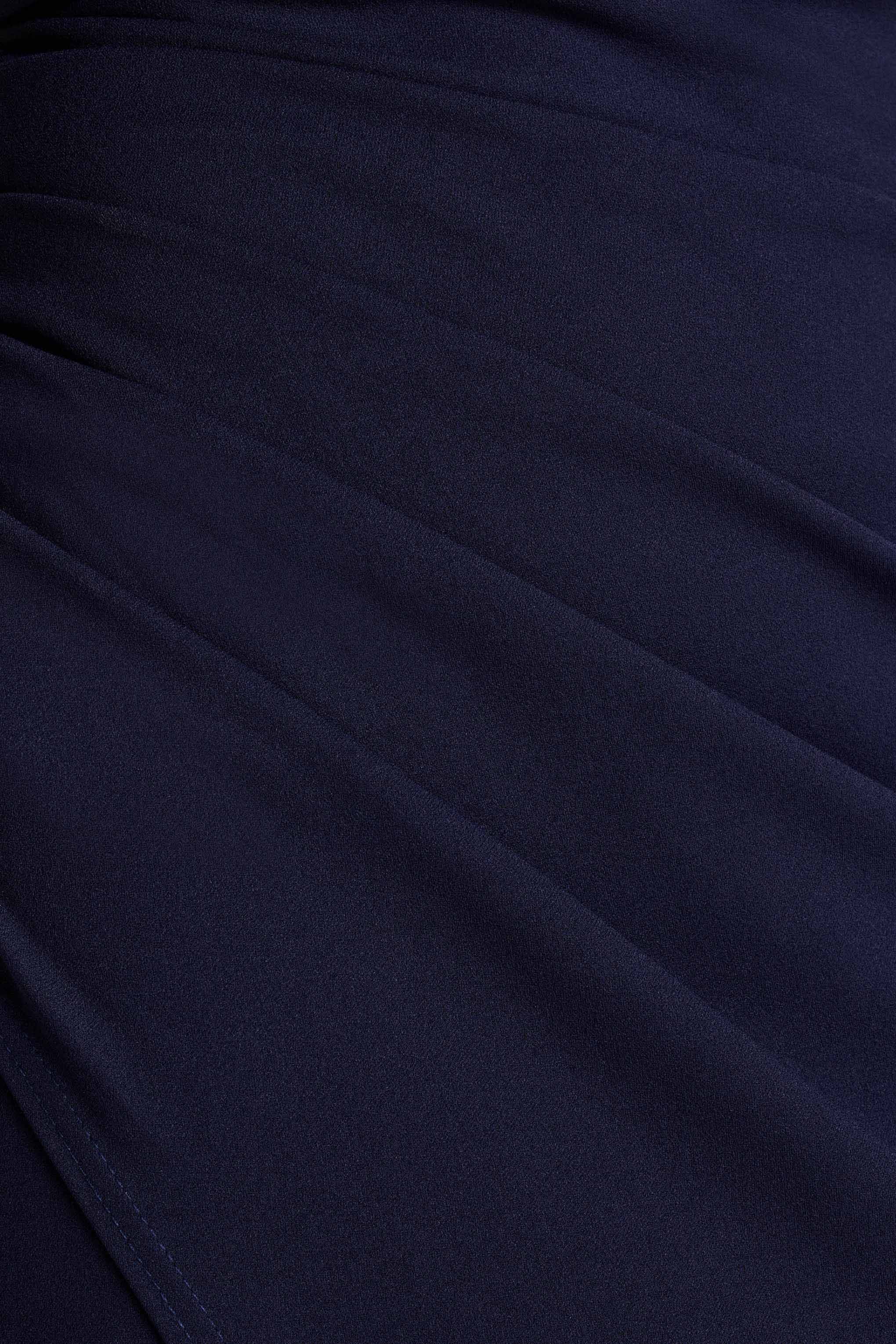 Eva | Navy Bardot Bow Detail Maxi Dress With Thigh Split - Image 6