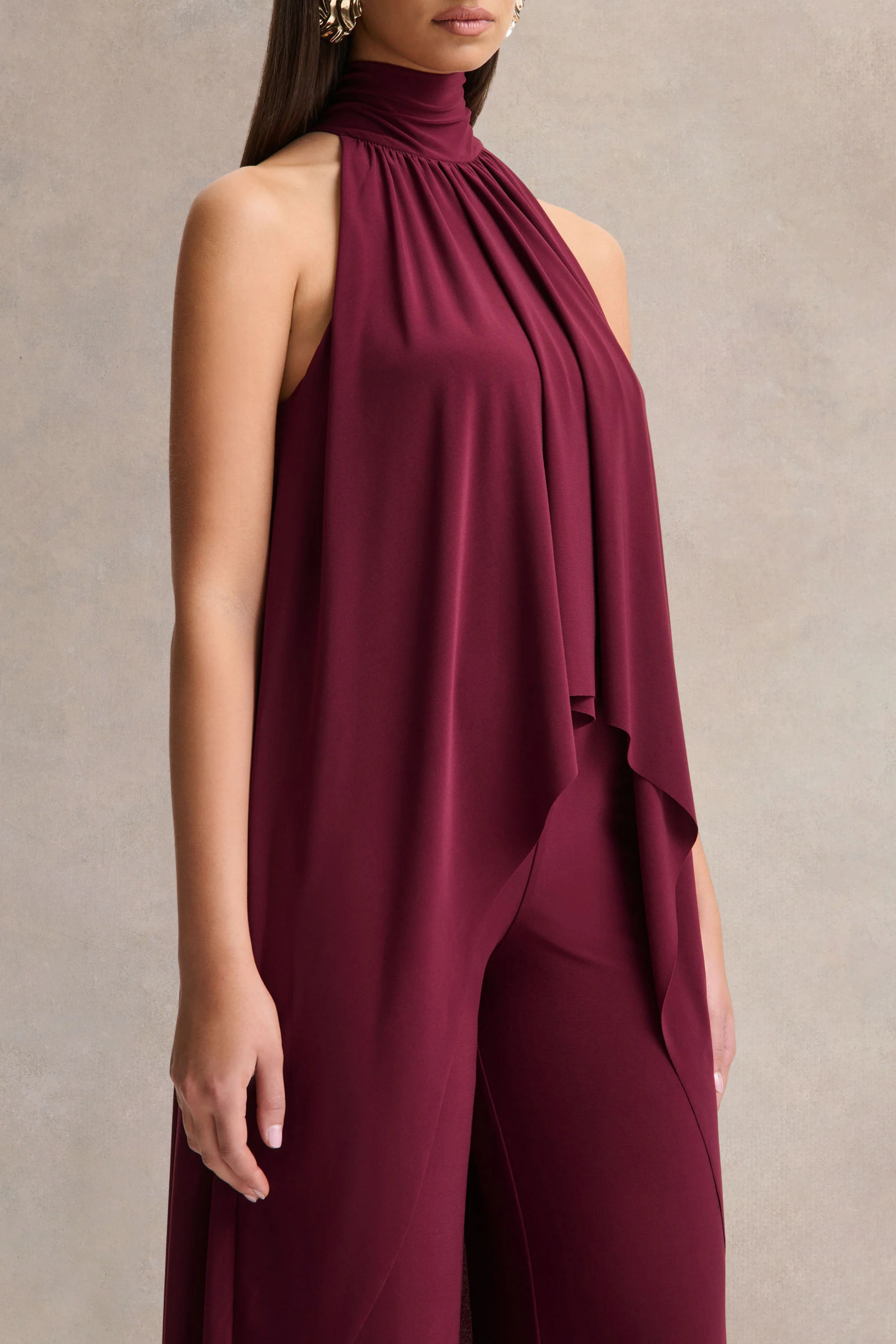 Jadzia | Burgundy Halter-Neck Jumpsuit - Image 3