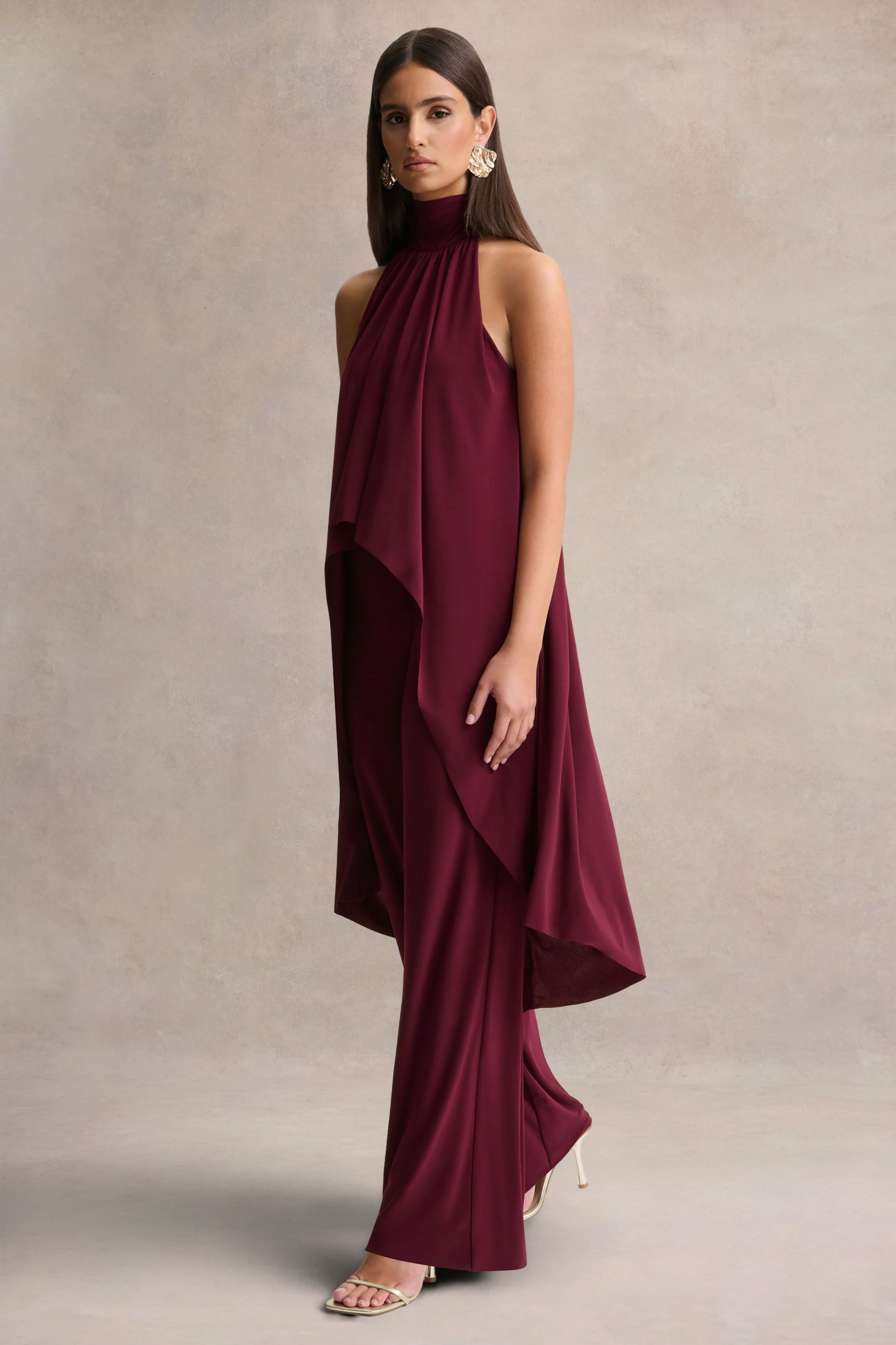 Jadzia | Burgundy Halter-Neck Jumpsuit - Image 5